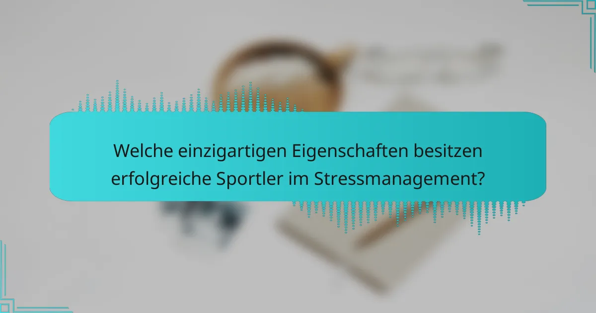Welche einzigartigen Eigenschaften besitzen erfolgreiche Sportler im Stressmanagement?