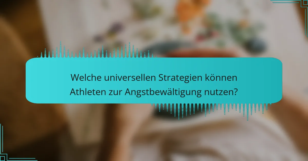 Welche universellen Strategien können Athleten zur Angstbewältigung nutzen?