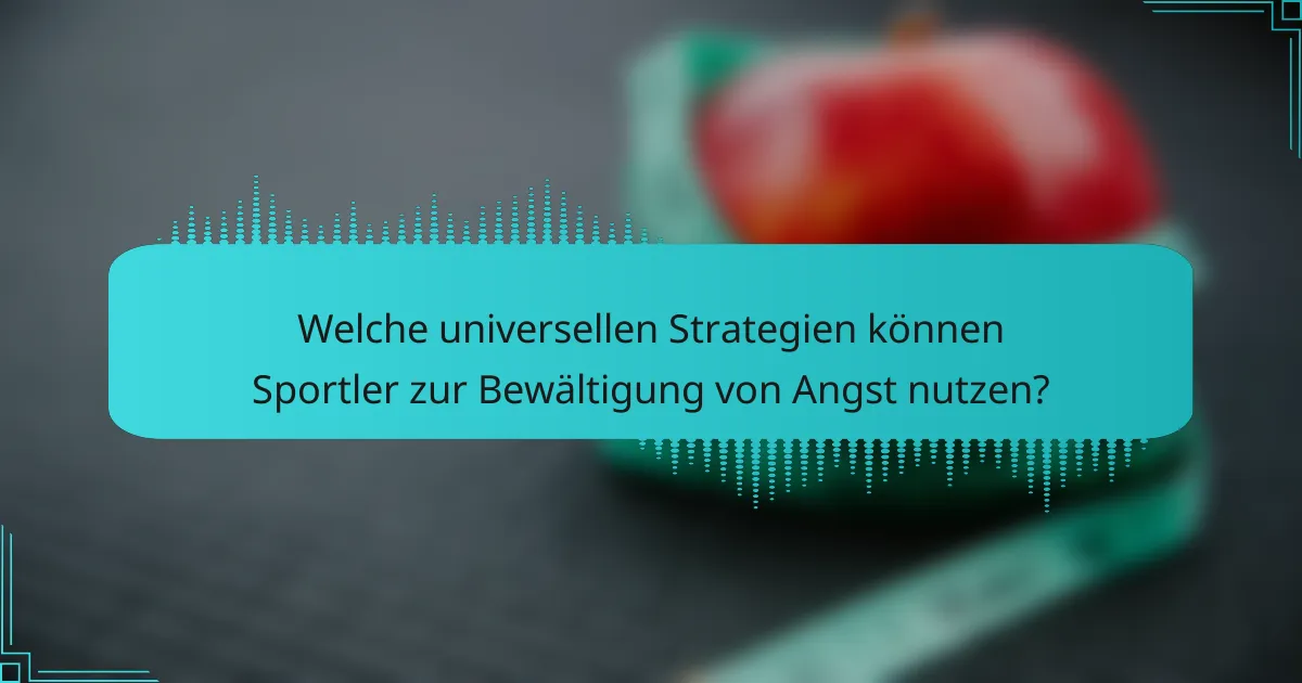 Welche universellen Strategien können Sportler zur Bewältigung von Angst nutzen?